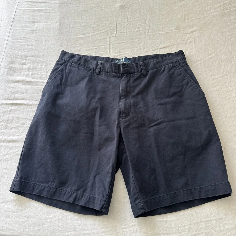 Polo Ralph Lauren Prospect Shorts Mens 38  Blue Cotton Classic Chino Flat Front‎